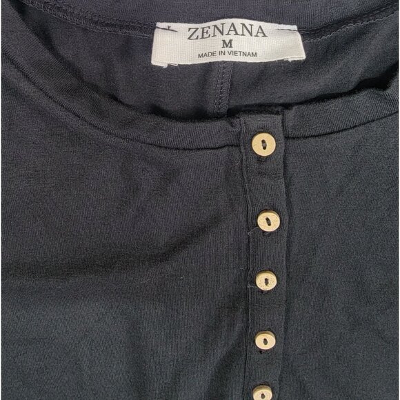 Zenana Dress Casual Short Sleeve Henley Style Dress Medium Black Womens NWOT - Picture 3 of 6